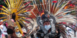 Colorful costumes adorned the capital's zócalo on Monday.