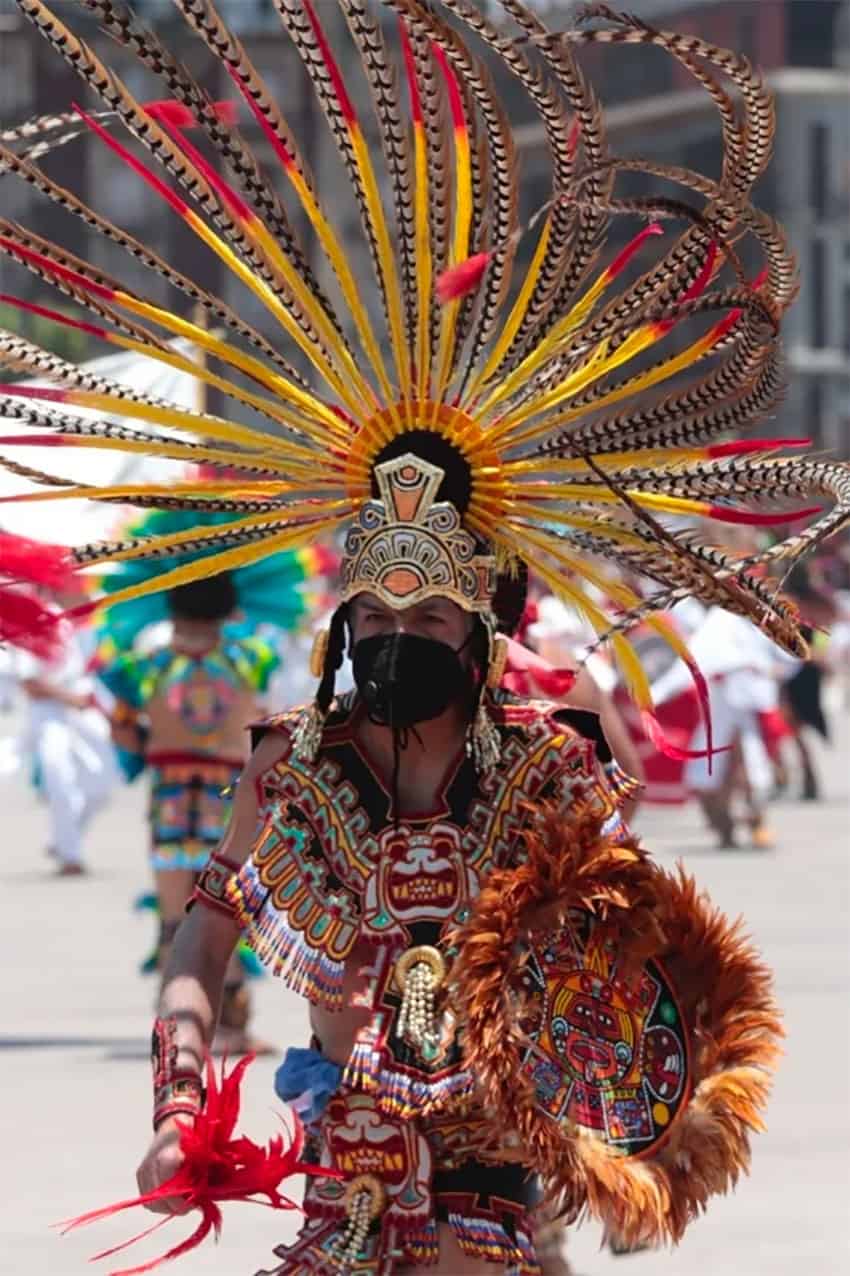 A dancer celebrates the founding of the Mexica capital, Tenochtitlán.