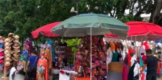 Vendors' stalls in Oaxaca's zócalo.