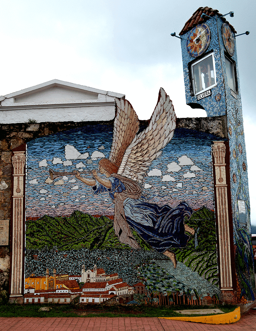 Heralding Angel from Vida Eterna mural in Zacatlán de las Manzanas, Puebla