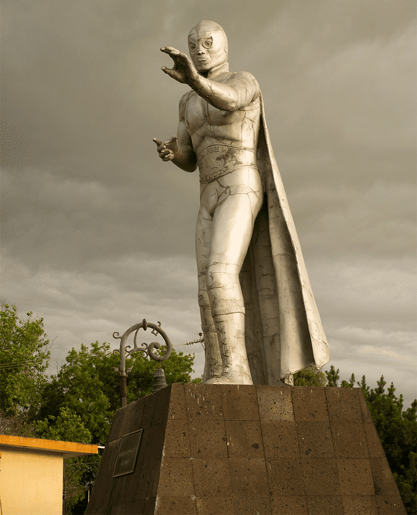 Statue dedicated to El Santo in the wrestler’s hometown of Tulancingo, Hidalgo