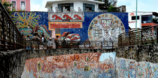 two mosaic murals in Zacatlán de las Manzanas, Puebla