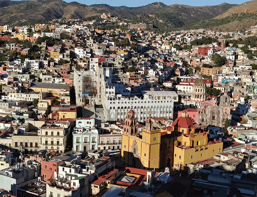 Bird's-eye view of the city of Guanajuato