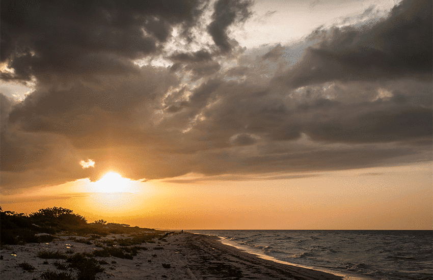 Dawn on El Cuyo beach in Yucatan