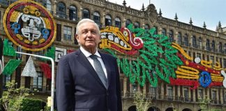 President López Obrador at the Zócalo, Mexico City's central square