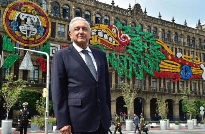 President López Obrador at the Zócalo, Mexico City's central square