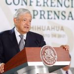 President López Obrador speaks from Chihuahua for Monday's morning press conference.