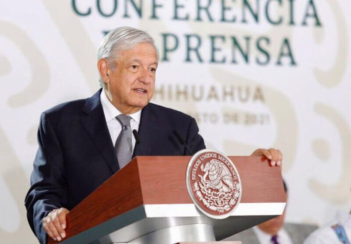 President López Obrador speaks from Chihuahua for Monday's morning press conference.