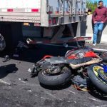 One of the motorcycles after Sunday's series of accidents.