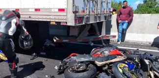 One of the motorcycles after Sunday's series of accidents.