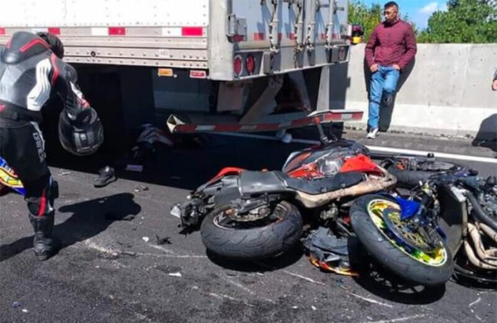 One of the motorcycles after Sunday's series of accidents.