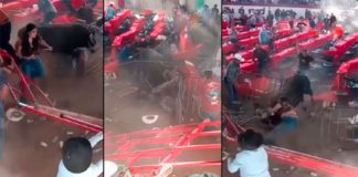 Video frames reveal havoc in the bullring Sunday.