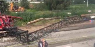 The damaged boom after Monday's accident.