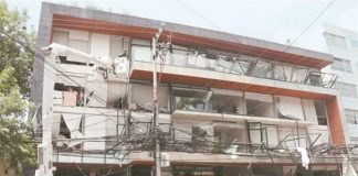 The apartment building after Monday's explosion.