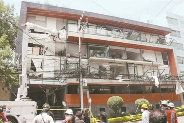 The apartment building after Monday's explosion.