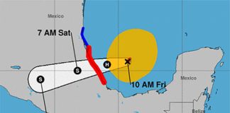 The forecast track of Hurricane Grace on Friday.