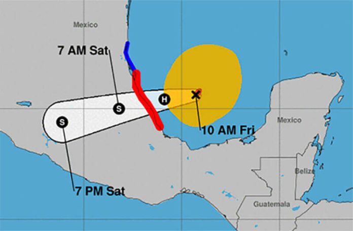 The forecast track of Hurricane Grace on Friday.