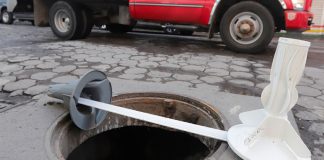Missing manhole covers a danger in Puebla.