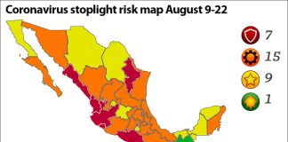 The new stoplight risk map which takes effect Monday.
