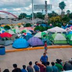 A migrants' camp in Matamoros, Tamaulipas