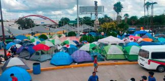 A migrants' camp in Matamoros, Tamaulipas