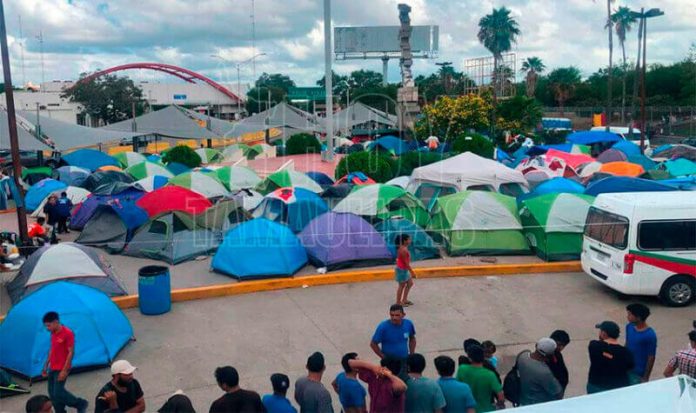 A migrants' camp in Matamoros, Tamaulipas