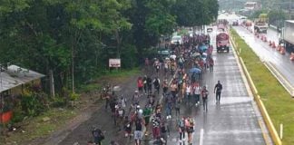 Migrants on the road in Chiapas.