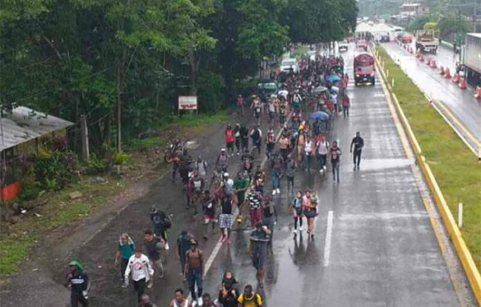 Migrants on the road in Chiapas.