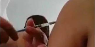 The empty vaccine needle in Michoacán on Tuesday.