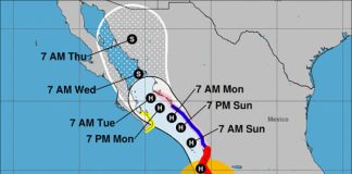 hurricane Nora's forecast track