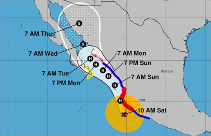 hurricane Nora's forecast track