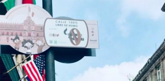 Sign declares the street smoke-free.