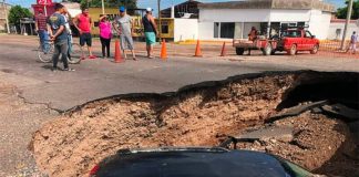 The sinkhole in Cajeme.