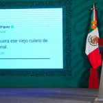 The president displays the alleged tweet