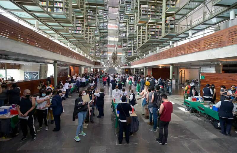 A vaccination center in Mexico City