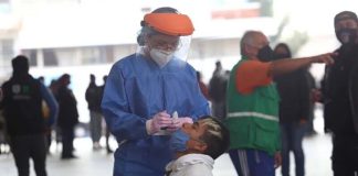 Covid testing at a kiosk in Mexico City.