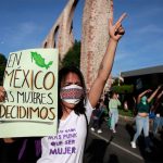A woman at a protest in favor of legal abortion in Querétaro, in 2020.