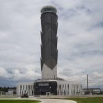 The control tower at Felipe Ángeles International Airport near Mexico City.