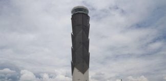 The control tower at Felipe Ángeles International Airport near Mexico City.