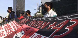 A protest in support of the 43 student teachers who disappeared in Iguala, Guerrero.