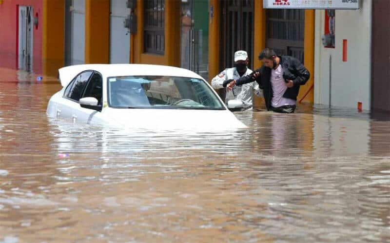 A flooded street in Hidalgo.