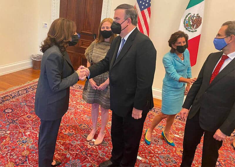 US Vice President Harris and Mexico Foreign Affairs Minister Ebrard in Washington Thursday.