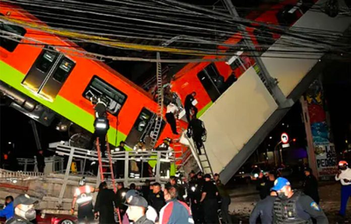 The collapsed section of Line 12 after the accident in May.