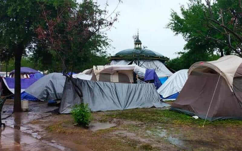 Migrants' tents in Reynosa, Tamaulipas.