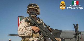 A Mexican soldier holding a FX05 Xiuhcóatl