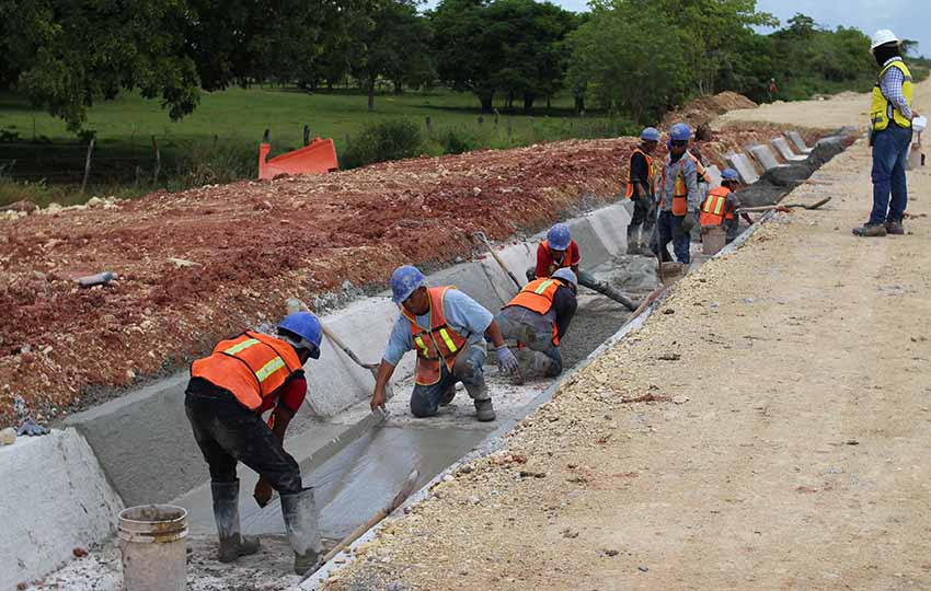Installing drainage ditches for Maya Train