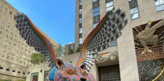 One of the alebrijes at the Rockefeller Center in New York City.