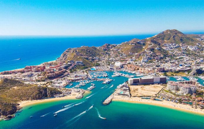 An aerial view of Cabo San Lucas.