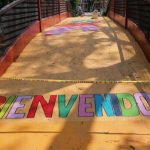 A park in Morelos, closed with caution tape during the pandemic.