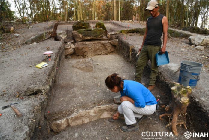 Archaeologist Melina García at work at Aguada Fénix